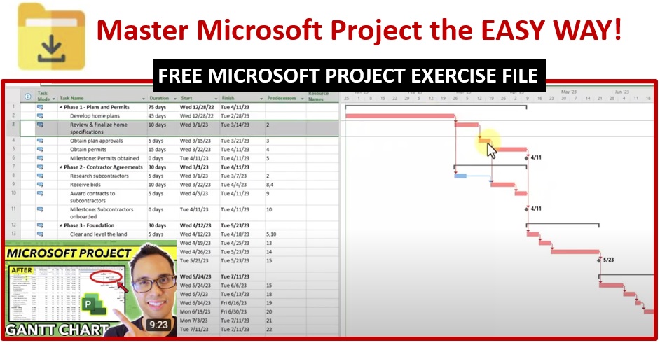 Microsoft Project Gantt Chart Exercise File